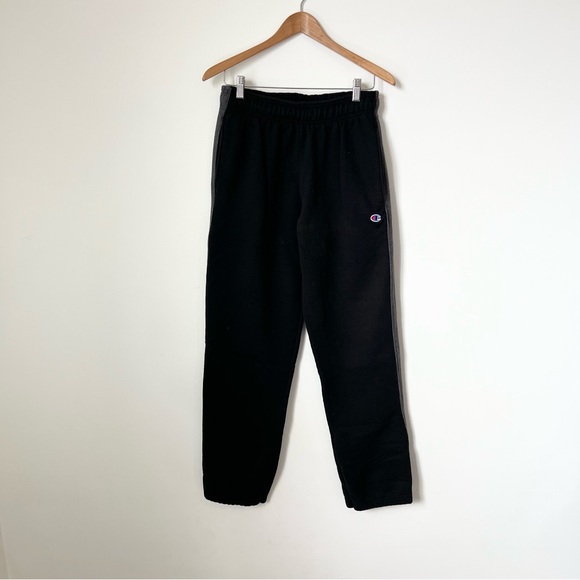 Champion black sweatpants jogger pants Size M gray stripe - Picture 1 of 8